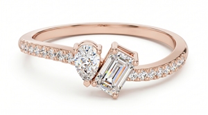 Anillo de lujo con diamantes de corte pera y corte esmeralda para mujer, diamantes cultivados en laboratorio - Product Image 2