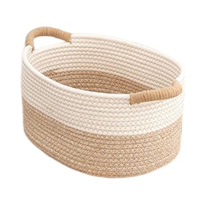 Cesta de almacenamiento de cuerda de algodón puro de la mejor calidad de exportación Superior con asa de gran capacidad contenedor de juguetes para bebés con acabado personalizado Deco - Product Image 3