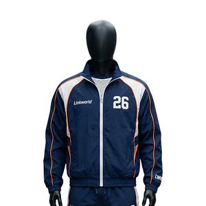 Ensemble de survêtement personnalisé streetwear grande taille hiver, veste zippée unie et pantalon large, coupe-vent en nylon unisexe - Product Image 4