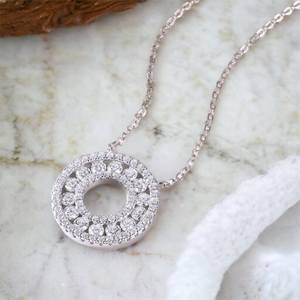 2.5mm*14 Full <b>Real</b> Classic Moissanite Circle Pendant <b>Necklace</b> Women 925 Sterling <b>Silver</b> Luxury Custom Trendy Engagement - Product Image 2