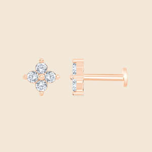 Pendientes de Diamantes Redondos Cultivados en Laboratorio de 0.09 Quilates, Cuatro Piedras Redondas, Color F-VS, en Oro Sólido de 14K, Producto Más Vendido - Product Image 3