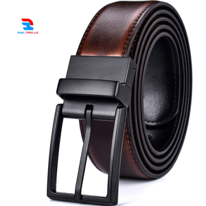 เข็มขัดหนังแท้ผู้ชายแบบกลับด้านได้พร้อมหัวเข็มขัดแบบหมุนได้เข็มขัดหนัง PU คุณภาพสูงสำหรับผู้ชาย - Product Image 1