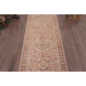 Alfombra de 2.6x9.1 pies, Alfombra Vintage, Alfombra Oriental Turca de Lana Rosa - Product Image 3