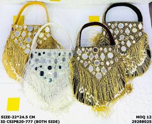 Bolsos Potli de Diseño para Novias, con Cuentas, Patrón Sólido, Capacidad de 1-1.9L, Multifuncionales, para Fiestas Nocturnas, Ring Craftstages International - Product Image 5