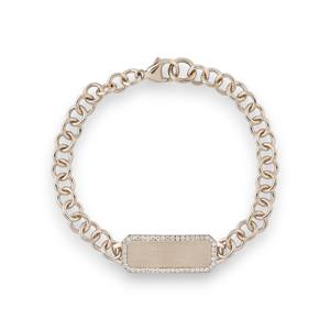 Glamorous 14K oro sólido cadena cubana ID Bar pulsera Curb Link Moissanite diamante pulsera regalo para él - Product Image 3
