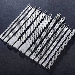 Pulsera de eslabones cubanos de oro blanco de 18 quilates estilo Hip Hop VVS Moissanite Pass Diamond Tester Iced VVS pulseras de eslabones de cadena fina - Product Image 3