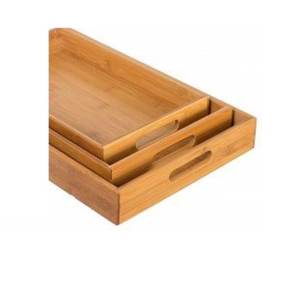 Venta caliente Bandeja de cocina Rectángulo Bandeja de madera real con asas Ecológico para Hotel Rectángulo decorativo - Product Image 2