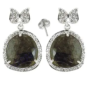 Pendientes de Plata 925 con Turquesa, Amatista, Diamante, Cuarzo, Joyería con Baño de Oro, Diseño Moderno con Labradorita para Mujer - Product Image 2