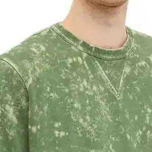 Vert citron acide lavage sweats prix de gros unique pull Style Vintage sweat manches régulières vêtements décontractés pour hommes - Product Image 4