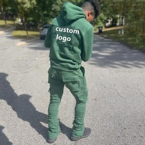 ชุดวอร์ม2ชิ้นสำหรับผู้ชายชุดวอร์มผ้าฟลีซปักลายแบบสวมหัวทรงสลิมฟิตผ้าฝ้าย - Product Image 6