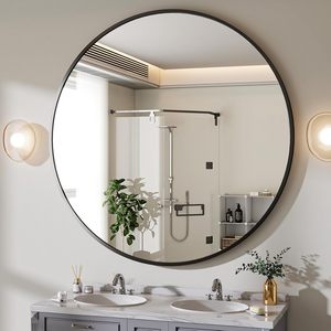 Espejo de Pared Moderno de 100 cm con Marco Negro de Latón y Aluminio, Simple, para Decoración de Baño, Disponible en Smartspace - Product Image 3