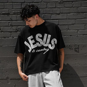 Camisetas recortadas de algodón GSM 250 de la mejor calidad para hombre, camisetas con estampado de pantalla Boxy Fit de talla grande en Color negro con logotipo personalizado - Product Image 4