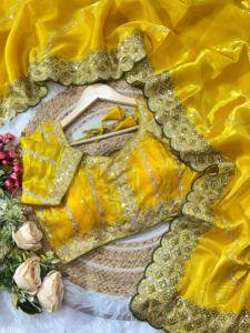 Designer Fancy Trending Outfit <b>Hot</b> Selling Best Zimmy Choo Silk With Embroidery Sequence Work <b>Sarees</b> And Blouse - Product Image 2