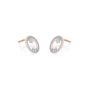 Boucles d'oreilles en diamant pour femmes - Boucles d'oreilles ovales en or rose éthérées - Product Image 4