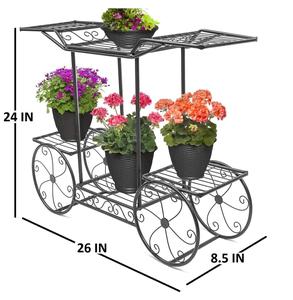 Vente en gros de présentoir à fleurs en métal aluminium chromé support de pot de plantes de style américain pour chariot de décoration de jardin à la maison - Product Image 4