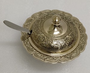 Pot à sucre en laiton au design étonnant avec cuillère pour la maison hôtel restaurant pots de service couleur or outils de cuisine et pot de service de table - Product Image 2