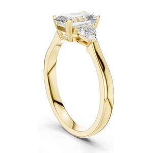 1.3 CT <b>Emerald</b> Cut Lab Diamond Three-Stone <b>Ring</b> for Women VVS-VS EF Clarity 18KT, 14KT, 10KT Gold & 925 <b>Silver</b> Rose, - Product Image 6