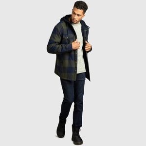 Best Selling <b>Men's</b> Long Sleeve <b>Flannel</b> Plaid Hooded <b>Jacket</b> Stand Collar Thin Fabric for Winter on Sale Now - Product Image 4