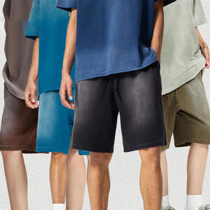 Custom 360GSM 100% algodón pantalones cortos de los hombres de peso pesado Dip Dye pantalones cortos de gran tamaño de calidad superior lavado con ácido pantalones cortos bolsillo en la espalda - Product Image 4