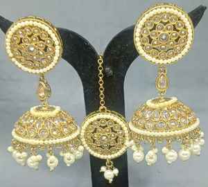 Boucles d'oreilles classiques Polki Mehandi Jhumki avec rubis Tica SKU 2164 A2 pour mariage, fabriquées en laiton - Product Image 4