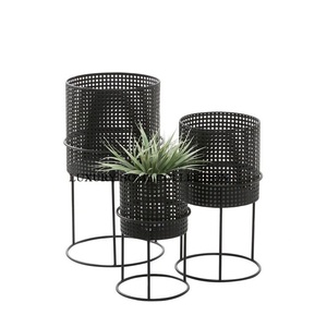 Industrial design modern metal planter with black matte finished and <b>tall</b> minimal <b>stand</b> for luxury apartment or villa decoration - Product Image 5