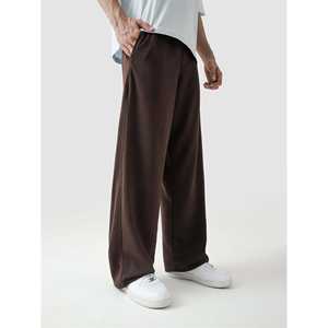 Pantalones Holgados Color Moka, Estilo Hip Hop Casual, Cintura Elástica, 100% Algodón, Decorados con Cierres, Pliegues y Estampados, Cintura Media, Talla XL - Product Image 3