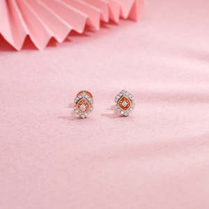Boucles d'oreilles clous Prismara géométriques en zircon et perles, plaquées or rose ou or blanc, pour mariage, fiançailles, anniversaire - Product Image 6