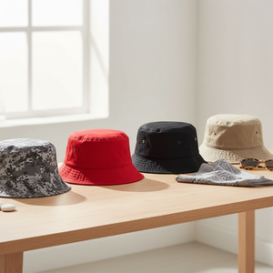 Chapeau bob personnalisé vintage rétro en polyester chiné effet vieilli style image pour le voyage et les activités de plein air - Product Image 2