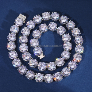 เครื่องประดับแฟชั่นฮิปฮอปเงิน925ชิ้นใหม่ To15MM 8มม. วิบวับเพชรขนาดใหญ่ VVS Moissanite สร้อยคอเทนนิส - Product Image 1