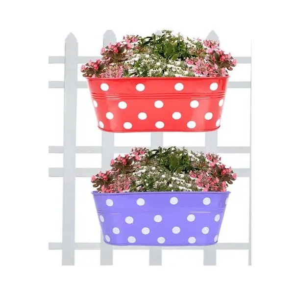 Custom size Balcony Flower Pots and natural metal color Planter Garden Herb Railing Plant Pots for sale