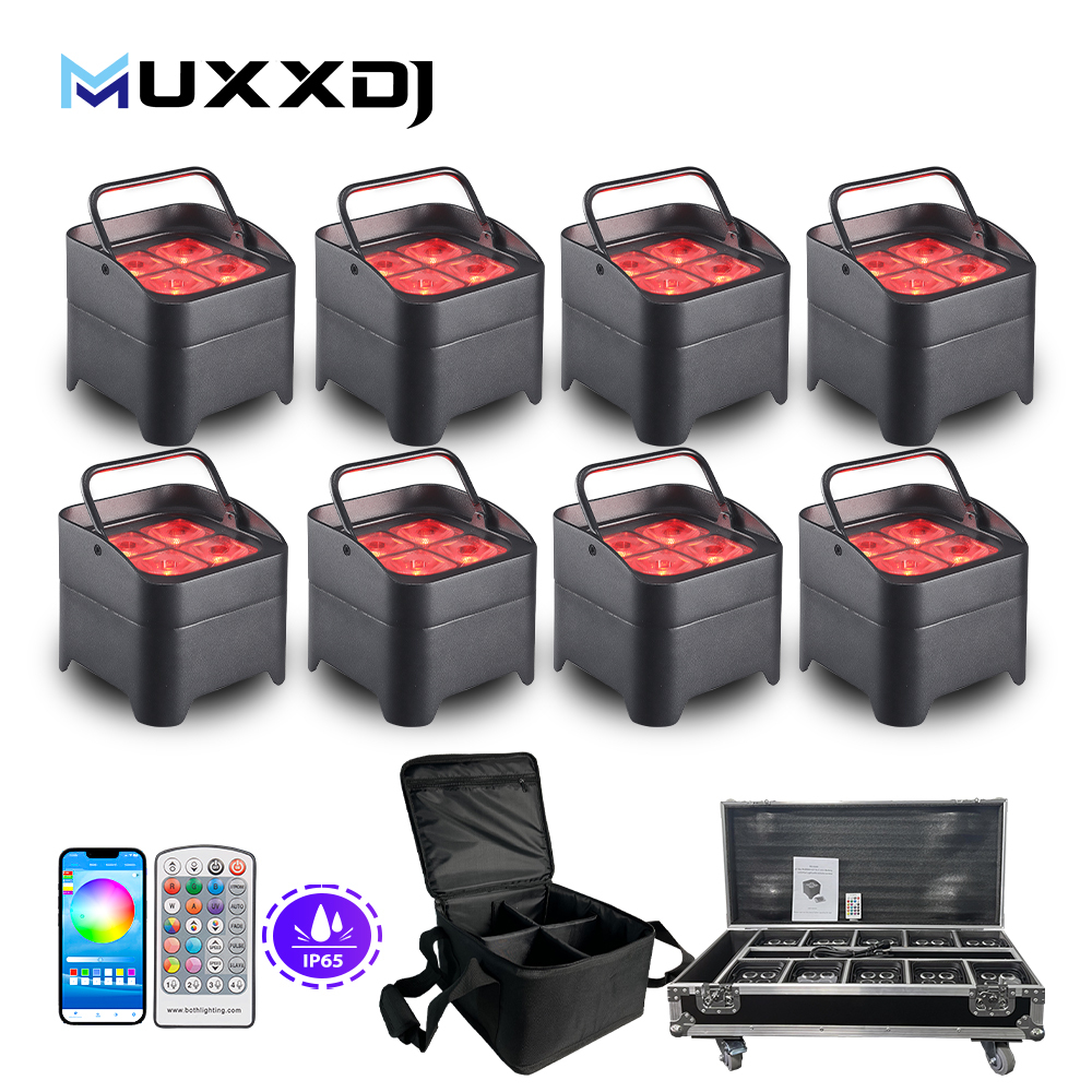 4*18W Waterproof RGBWA+UV 6in1 up Lighting Led Outdoor Wedding DMX Battery Wireless Uplight with Remote App Control