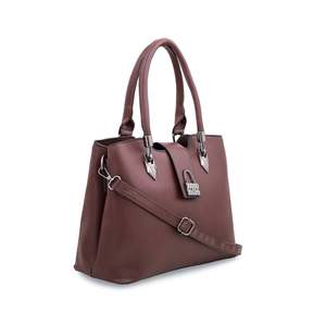 Brun P35866 sac à main formel Rivet gland décoration fourre-tout décontracté à deux poignées élégant en cuir véritable selle classique pour dames - Product Image 2