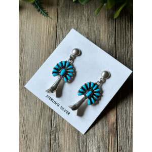 Boucles d'oreilles pendantes en turquoise du sud-ouest et argent sterling - Product Image 3