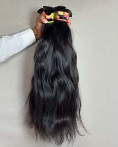 Sin procesar 100% Raw South Indian Straight Natural Bundle Color Black Weaving Virgin Remy Machine Doble trama Cabello humano profundo - Product Image 1