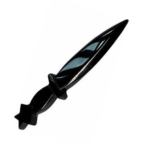 Haute qualité cristal noir tourmaline poignard couteau étoile sculpté à la main Festival cristal artisanat pierre pour la décoration de la maison grossiste - Product Image 1