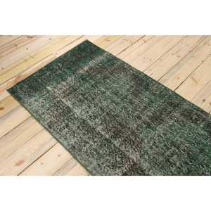 Tapis vintage 2,7x12,2 pieds, tapis turc, tapis persan vert et noir - Product Image 4
