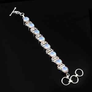 Bracelet à bascule en pierre de lune arc-en-ciel, fait à la main, en argent sterling, pierre précieuse de sept points cinq pouces, fournisseur en gros de bijoux - Product Image 3