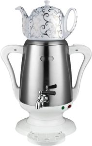 Samovar Elettrico in Acciaio Inox <span class=keywords><strong>con</strong></span> <span class=keywords><strong>Teiera</strong></span> in Ceramica, Bollitore Turco Automatico <span class=keywords><strong>con</strong></span> Funzione Mantenimento Calore per Casa - Product Image 2