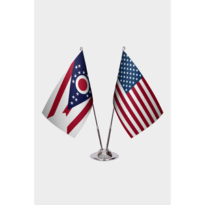 Ensemble de drapeaux de bureau personnalisés Ohio États-Unis, impression numérique, aluminium, variété de matériaux : coton, plastique, polyester, soie, automobile - Product Image 1