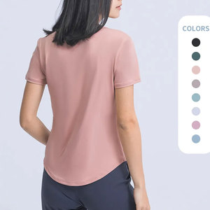 High Quality Summer Short Sleeve Jogging Jersey T-Shirt Custom Green Crew Neck Yoga <b>Tops</b> Activewear Hiking Tee Shirts For Women - Product Image 2