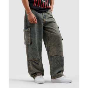 กางเกงยีนส์คาร์โก้สไตล์ฮิปฮอป แต่งลายปักแบบปะติดปะต่อ ผ้าเดนิมสโตนวอช ทรงตรงสำหรับฤดูหนาว - Product Image 2
