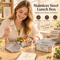 Boîte à lunch double couche en acier inoxydable 304, anti-fuite, pour l'école, le bureau, les pique-niques et le camping (vente en gros)