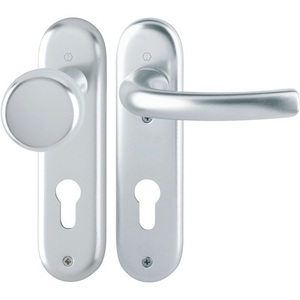 Tokyo 53/273KP/1710 HOPPE Aluminium F1 PZ Rounded Changeover Set Short Escutcheon and <b>Door</b> <b>Plates</b> - Product Image 1