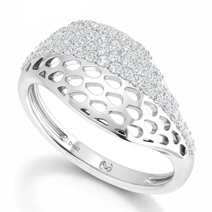 Anillo Auric Luxe para Mujer de Oro de 14K y Diamantes Naturales | 0.50Ctw 56 Piedras Chapado en Rodio Redondo Corte Brillante - Product Image 1