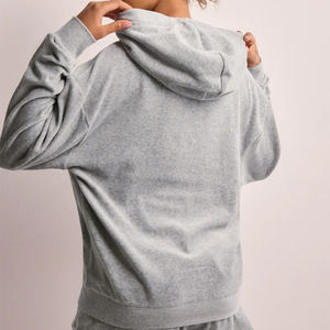 Sudadera con capucha de gran tamaño Halan para mujer con hombros caídos de Marga plateada de longitud completa, sudaderas con capucha antiarrugas y transpirables, sudadera con cremallera para mujer - Product Image 1