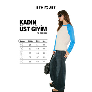 เสื้อยืดแขนยาวโอเวอร์ไซส์ผ้าฝ้ายออร์แกนิก 100% สำหรับผู้หญิง Ethiquet Elariah พร้อมแขนเสื้อแบบตัดกัน - Product Image 4