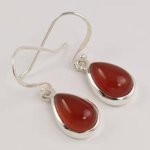 925 <b>Solid</b> Sterling <b>Silver</b> Carnelian Gemstone Dangle <b>Earrings</b> Elegant Wedding Jewelry for Women and Girls - Product Image 5