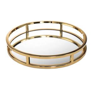 Bandeja de espejo decorativa de Navidad redonda de estilo europeo de alta calidad artesanía de Metal hecha a mano con chapado en oro - Product Image 6