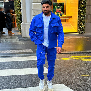 Deux pièces hommes Sport costume à manches longues T-Shirt pantalons de survêtement mode solide Streetwear hommes ensemble décontracté Logo personnalisé - Product Image 5