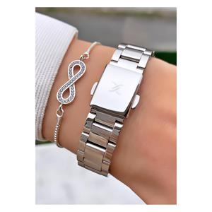 Orologio da polso da donna Color argento di marca con garanzia di 2 anni-braccialetto regalo - Product Image 3
